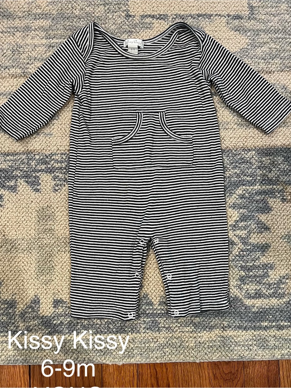 Kissy Kissy Navy & White Striped Romper